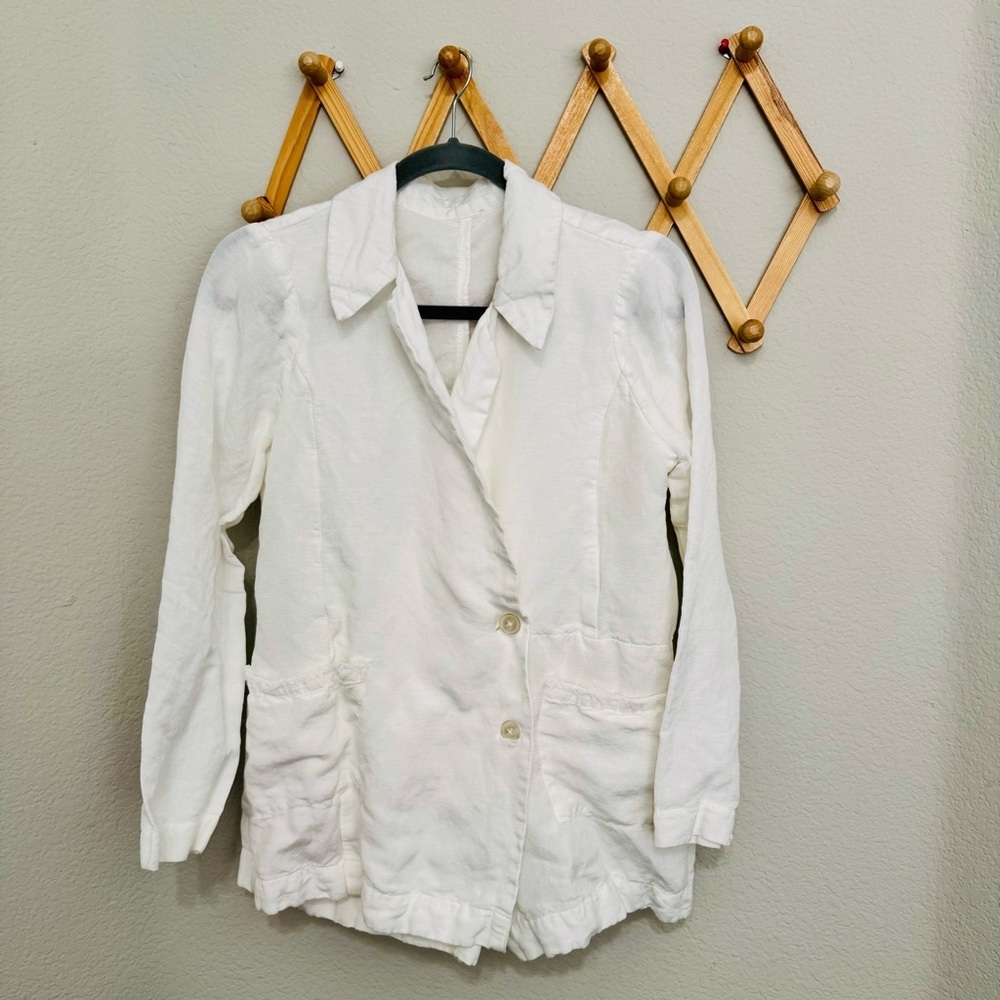Show Me Your Mumu Escape Blazer Romper White Linen Rayon Blend Size XS - Picture 4 of 10